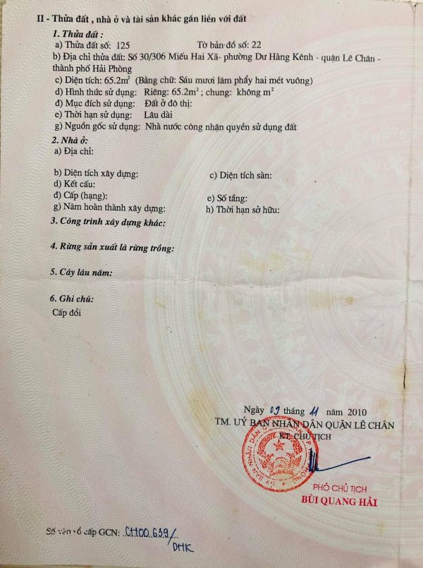 ban nha 652m2 mieu hai xa le chan 9